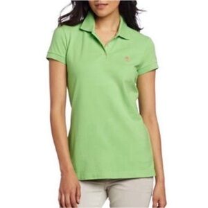 LILLY PULITZER Island Polo Lime Green w/ Pink Accents Button Up S